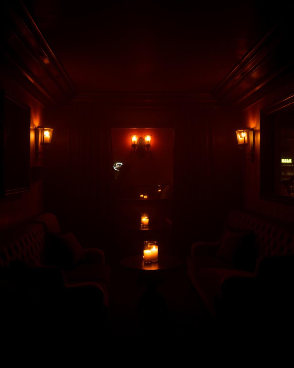 Salon privé à la lumière des bougies